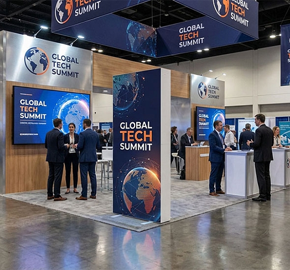 Автоматический тканевый стенд Light Up с двусторонней печатью рис 2