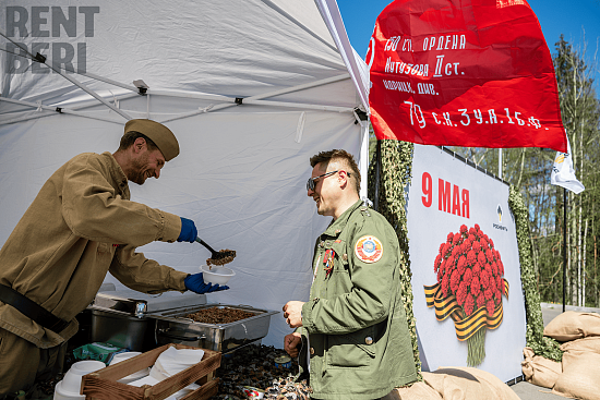 Полевая кухня, фотозона и декор для компании Роснефть по случаю праздника 9 мая рис 8