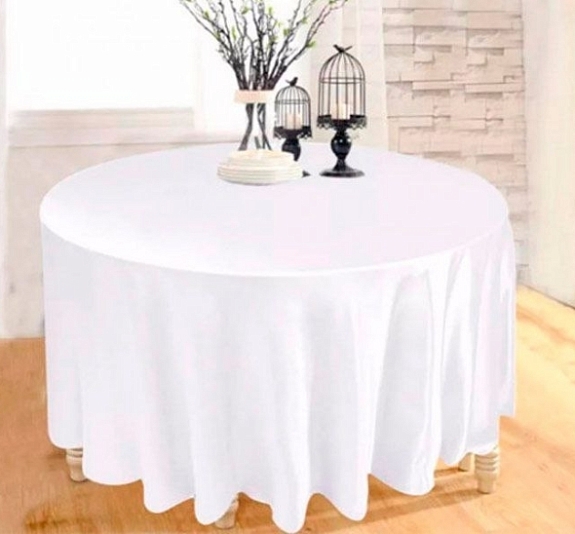 Скатерть круглая 3м белая рис 3