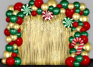 Фотозона новогодняя "Дождик с шарами"