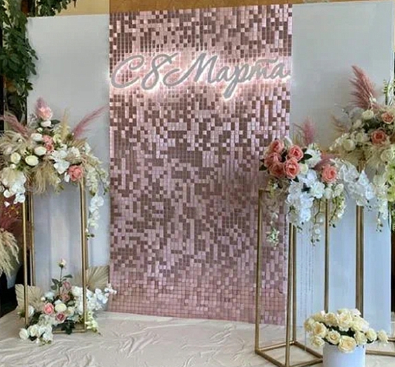 Фотозона Пайетки розовый металлик рис 2