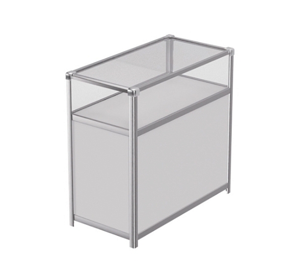 Витрина низкая прямоугольная бело-серебристая рис 3
