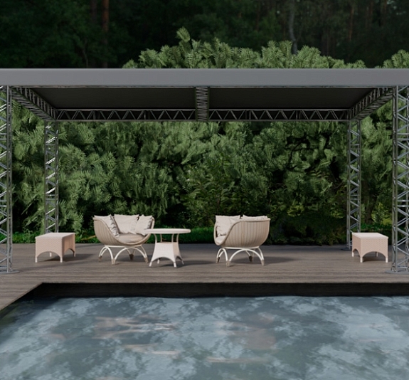 Шатёр Односкатный из ферм 8х6 Металлик рис 2