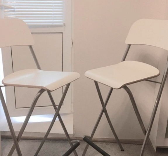 Стул барный складной Франклин белый с серыми ножками рис 1