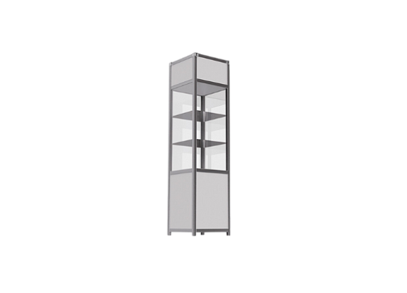 Витрина высокая бело-серебристая