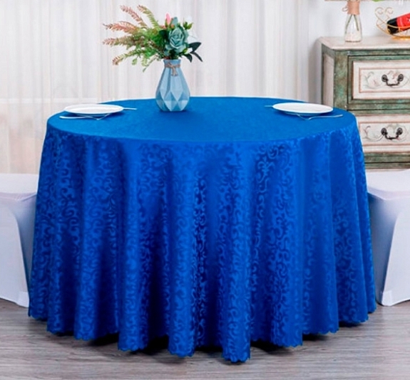 Скатерть круглая 3м синяя «Жаккард» рис 3