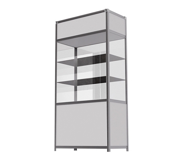 Витрина высокая прямоугольная бело-серебристая рис 3