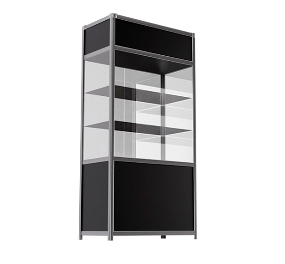 Витрина высокая прямоугольная черно-серебристая рис 2