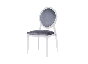 Стул Louis белого цвета с серой бархатной обивкой