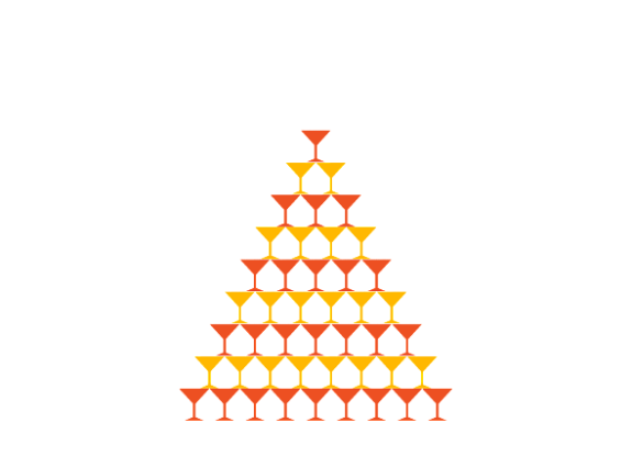 Пирамида из коктейлей 165 бокалов (9 ярусов) рис 6