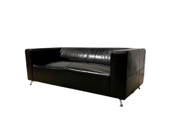 Диван Клиппан кожаный черный