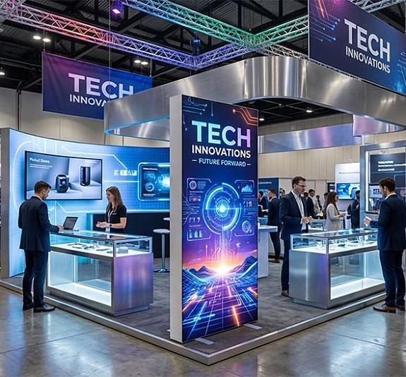 Автоматический тканевый стенд Light Up с односторонней печатью рис 5