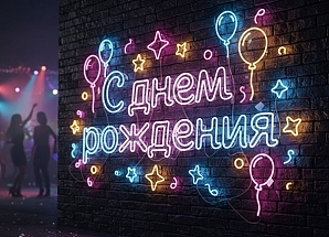 Аренда неоновой вывески «С днём рождения»