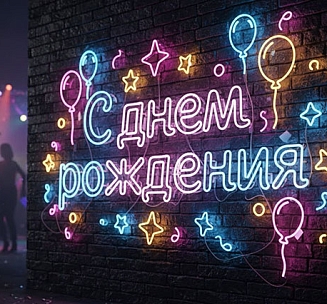 Аренда неоновой вывески «С днём рождения»