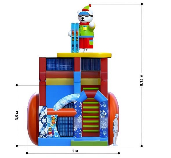 картинка Надувная горка "Мишка лыжник" от компании Рент-Бери
