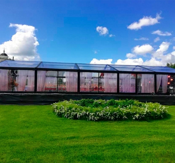 картинка Шатер павильон черный остекленный 10х15 от компании Рент-Бери