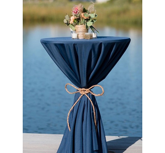 Скатерть синяя круглая для коктейльного стола рис 2