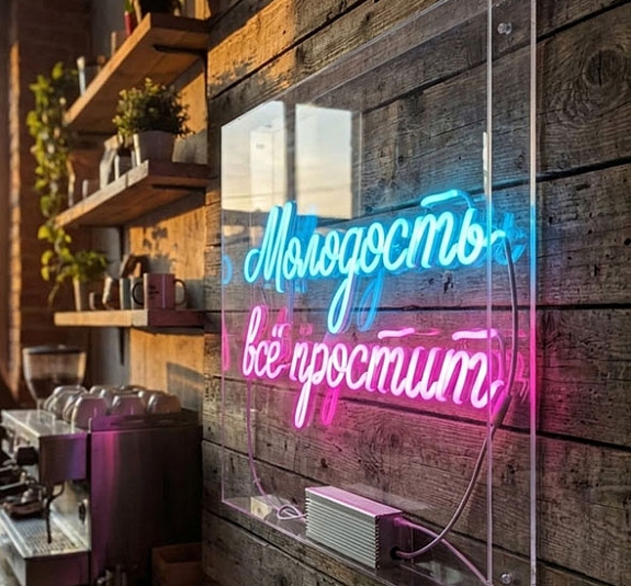 Аренда неоновой вывески «Молодость всё простит» рис 1