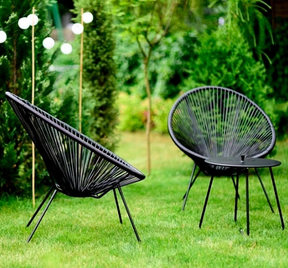 Чёрный садовый стул Acapulco Chair рис 3