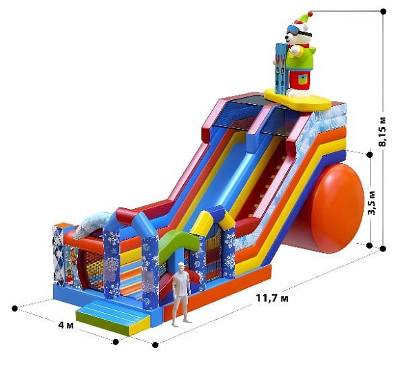 картинка Надувная горка "Мишка лыжник" от компании Рент-Бери