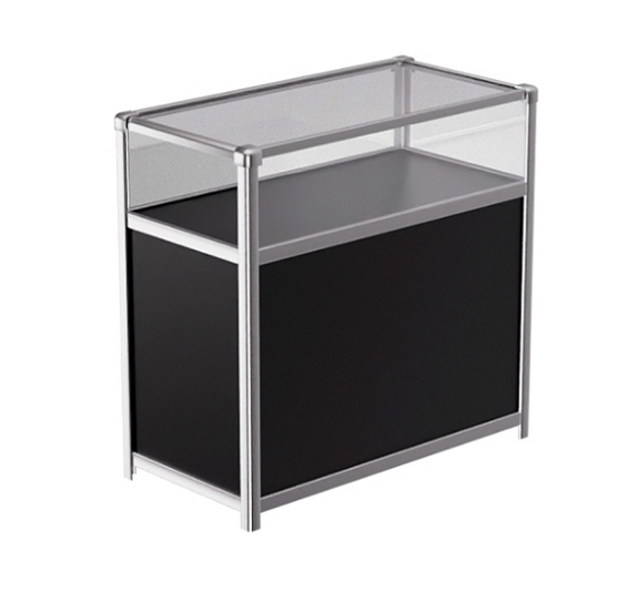 Витрина низкая прямоугольная черно-серебристая рис 1