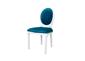Стул Louis белого цвета с синей бархатной обивкой