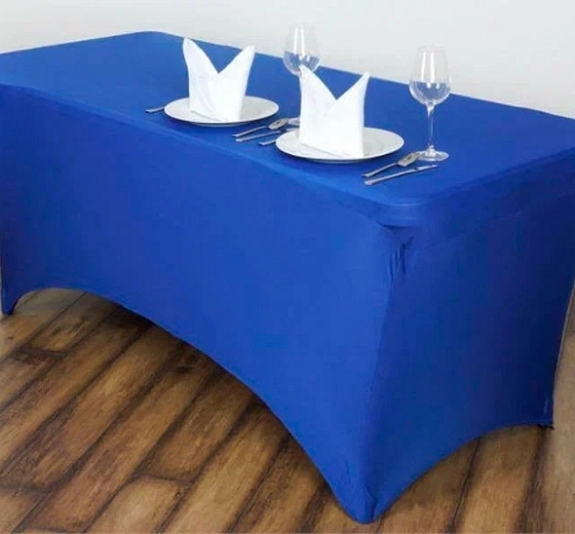 Стрейч скатерть для прямоугольного стола синяя рис 3