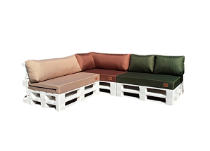 Угловой белый диван из паллет