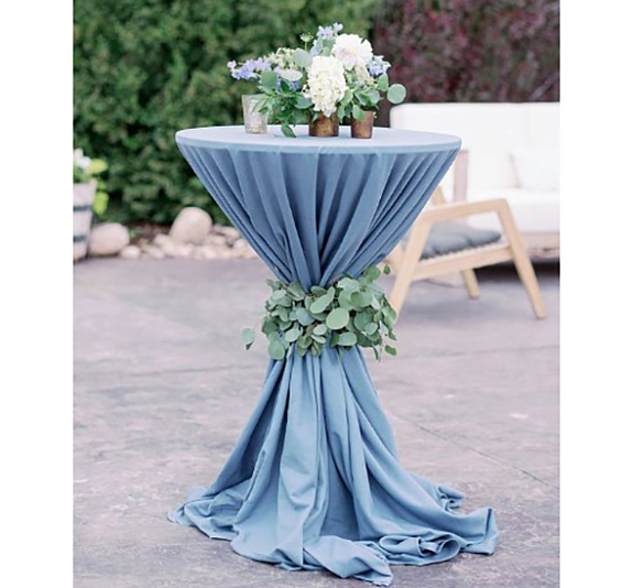 Скатерть круглая для коктейльного стола голубая рис 2