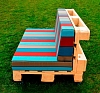 Двухместный диван Wood с разноцветными подушками рис 2