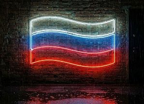 Неоновая вывеска «Флаги стран» в аренду