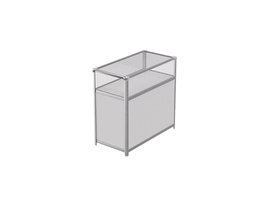 Витрина низкая прямоугольная бело-серебристая