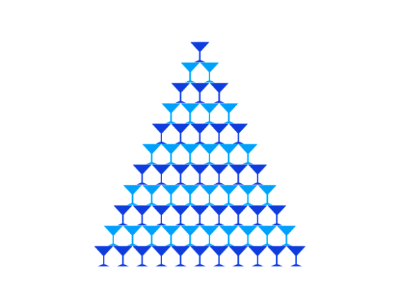 Пирамида из шампанского 286 бокалов (11 ярусов) рис 8