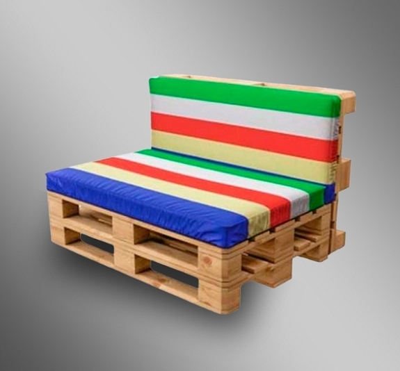 Двухместный диван Wood с разноцветными подушками рис 3
