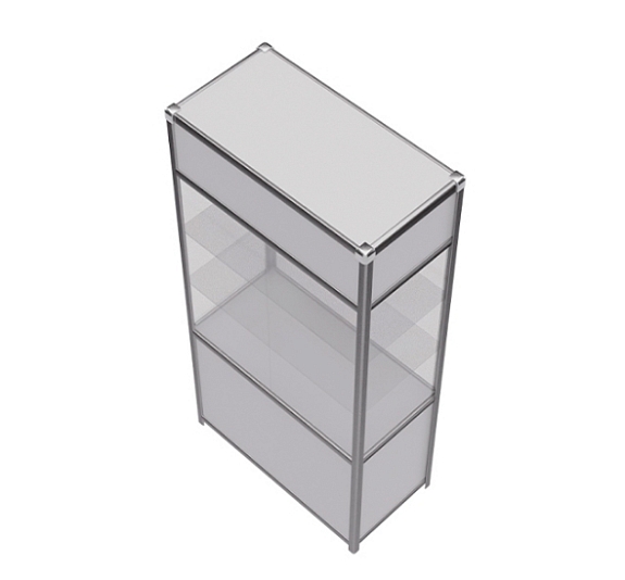 Витрина высокая прямоугольная бело-серебристая рис 2