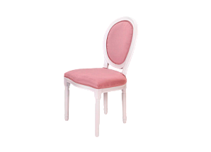 Стул Louis белого цвета с розовой бархатной обивкой