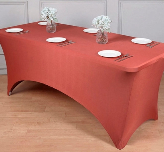 Стрейч скатерть для прямоугольного стола бордовая рис 1