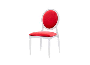 Стул Louis белого цвета с красной бархатной обивкой