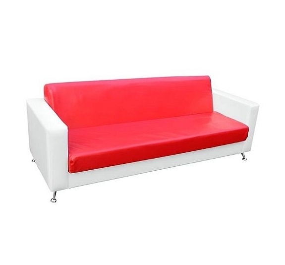 Диван Cube из экокожи трехместный красно-белый рис 3