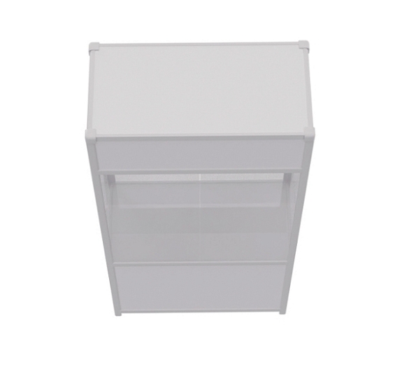 Витрина высокая прямоугольная белая рис 2
