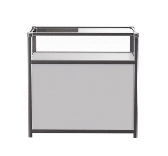 Витрина низкая прямоугольная бело-серебристая рис 1
