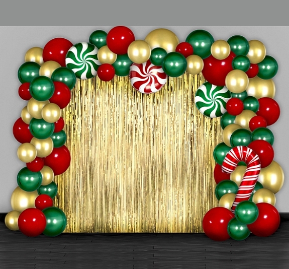 картинка Фотозона новогодняя "Дождик с шарами" от компании Рент-Бери