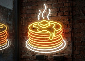 Аренда неоновой вывески «Блины» на Масленицу