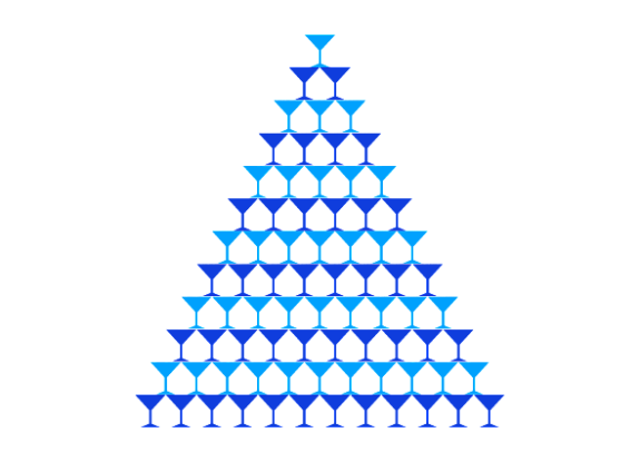 Пирамида из шампанского 364 бокалов (12 ярусов) рис 8