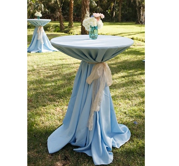 Скатерть круглая для коктейльного стола голубая рис 5