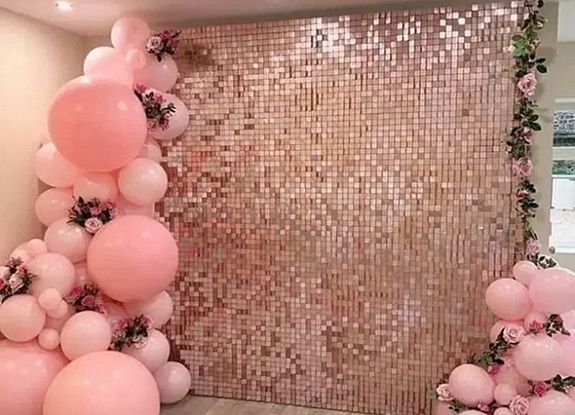 Фотозона Пайетки розовый металлик