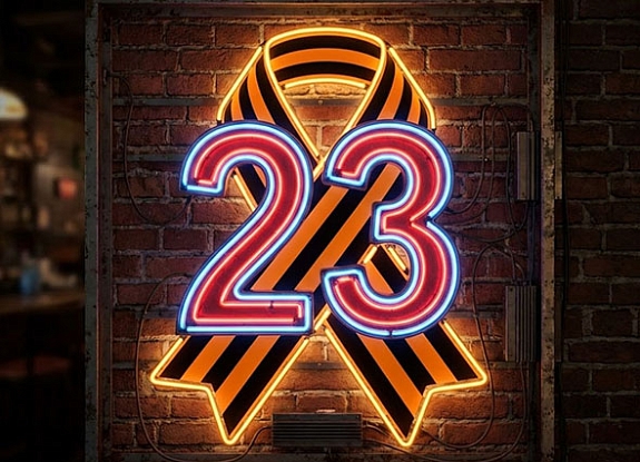 Аренда неоновой вывески «23 февраля»