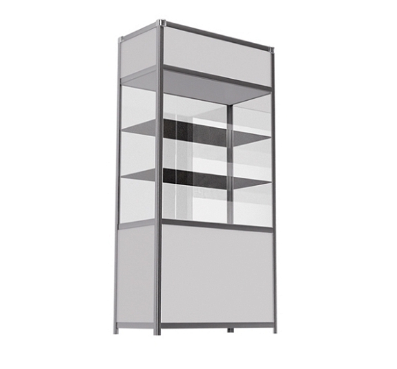 Витрина высокая прямоугольная бело-серебристая рис 4