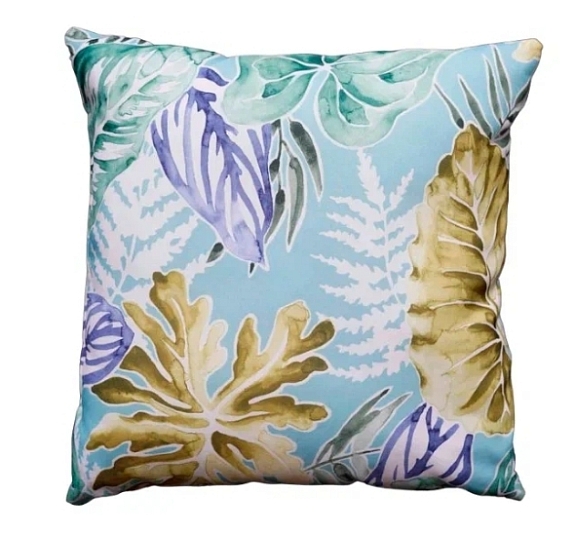 Декоративная подушка с акварельным принтом листьев рис 3