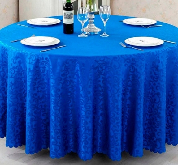 Скатерть круглая 3м синяя «Жаккард» рис 1